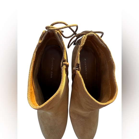 Gianni Bini Brown Suede Lace-Up Wedge Booties Size 8.5M Ankle Boots Corset Back - Picture 5 of 13